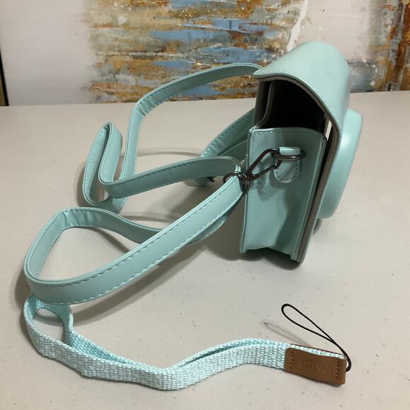 Camera case adjustable strap & lens cutout, mint green, for Instax Mini camera - Picture 2 of 5